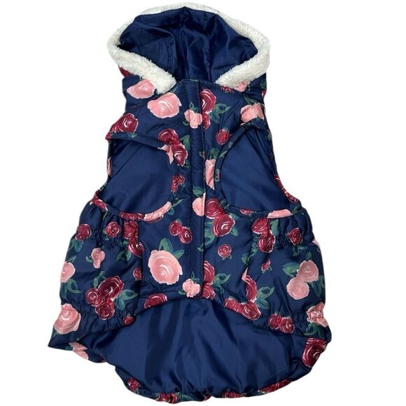 Pup Crew Floral Puffer Hooded Jacket. Size Large. - Picture 1 of 10